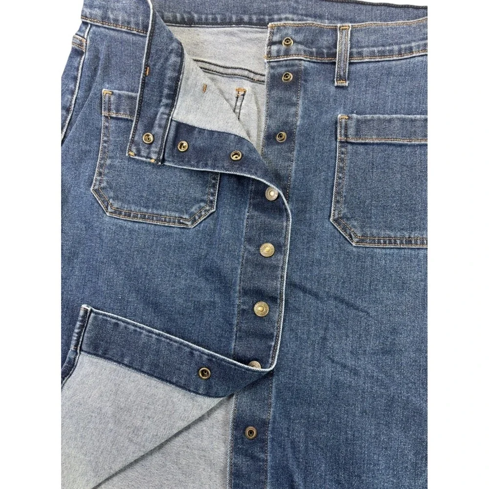 Levi Strauss Denim Skirt Women Size 32 Blue Snap Button Front Mini Skirt‎